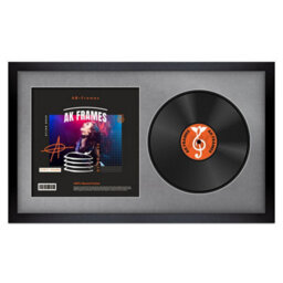"30X17"" Matte Black Modern Vinyl Record Frame With Mid Grey Mount For 12 Inch Lp Album Cover & Disc - Ak Frames" - thumbnail 1
