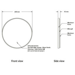 Corso Bathrooms Macie Black Led Mirror 600mm Bathroom - thumbnail 3