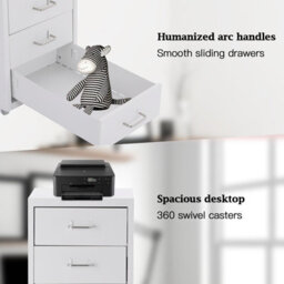 Living And Home 10 Drawers White Vertical Metal Unit Office File Cabinet With Wheels 1095mm - thumbnail 5