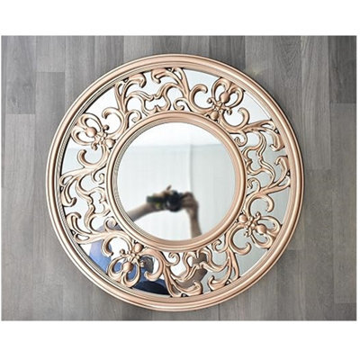 Biznest Copper Effect Horn Style Wall Mirror Antique Baroque