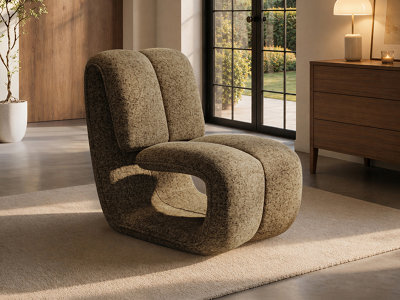 Solace+Co Maelys Sculptural Lounge Chair, Brown Chenille - image 1