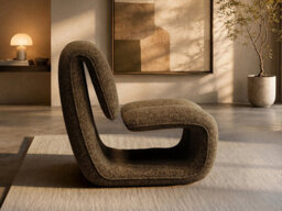 Solace+Co Maelys Sculptural Lounge Chair, Brown Chenille - thumbnail 2