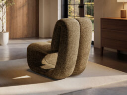 Solace+Co Maelys Sculptural Lounge Chair, Brown Chenille - thumbnail 3
