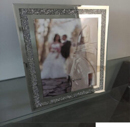 DEENZ Crushed Crystal Photo Frame Jewel Mirror Silver Diamante Picture Frame A4 - thumbnail 2