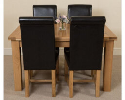 That's Furniture Richmond 140Cm - 220Cm Oak Extending Dining Table And 4 Chairs Dining Set With Washington Black Leather Chairs - thumbnail 2