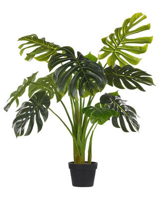Beliani 113Cm Artificial Potted Monstera Plant Green With Cement Pot - Indoor Decorative Accent - image 1