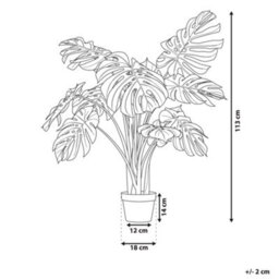 Beliani 113Cm Artificial Potted Monstera Plant Green With Cement Pot - Indoor Decorative Accent - thumbnail 3