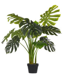 Beliani 113Cm Artificial Potted Monstera Plant Green With Cement Pot - Indoor Decorative Accent - thumbnail 1