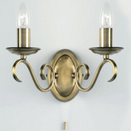 Dimmable Led Twin Wall Light Antique Brass Vintage 2X Bulb Lounge Lamp Lighting - thumbnail 4