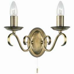 Dimmable Led Twin Wall Light Antique Brass Vintage 2X Bulb Lounge Lamp Lighting - thumbnail 1