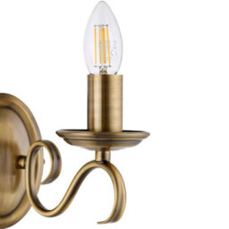 Dimmable Led Twin Wall Light Antique Brass Vintage 2X Bulb Lounge Lamp Lighting - thumbnail 3