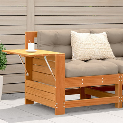 Berkfield Garden Armrest Sofa With Side Table Wax Brown Solid Wood Pine - image 1