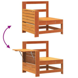 Berkfield Garden Armrest Sofa With Side Table Wax Brown Solid Wood Pine - thumbnail 7