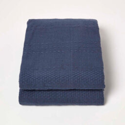 Homescapes Kashi Navy Cotton Throw With Tassels 225 X 360 Cm - thumbnail 2