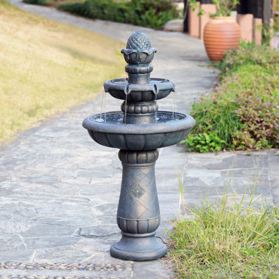 Teamson Home Two-Tier Birdbath Outdoor Garden Water Fountain, Antique Copper - image 1