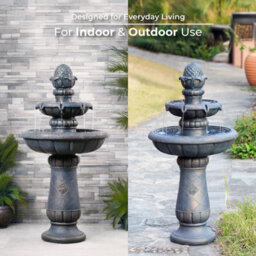 Teamson Home Two-Tier Birdbath Outdoor Garden Water Fountain, Antique Copper - thumbnail 7