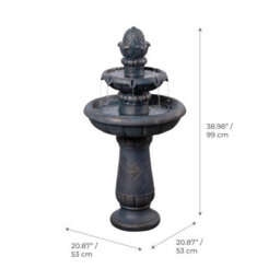 Teamson Home Two-Tier Birdbath Outdoor Garden Water Fountain, Antique Copper - thumbnail 8