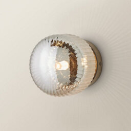 Valuelights Calpe Pair Of Matte Black Flush Wall Lights With Ribbed Smoked Shade And Bulbs - thumbnail 6