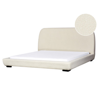 Beliani Waterbed Boucle Roisel 180 X 200 Cm (Eu Super King) Light Beige - image 1