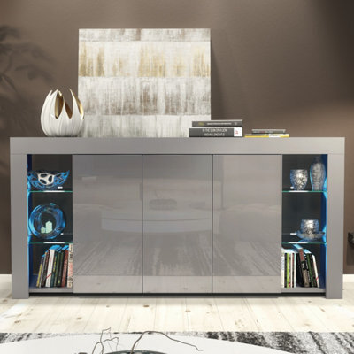 Creative Furniture Eden Sideboard 164Cm - Dark Grey With Gloss Doors And Led Lights - image 1