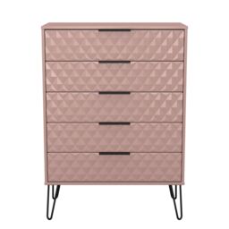 Anzio Matt Kobe Pink 5 Drawer Chest (H)1067mm (W)765mm (D)395mm - thumbnail 2
