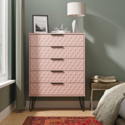 Anzio Matt Kobe Pink 5 Drawer Chest (H)1067mm (W)765mm (D)395mm