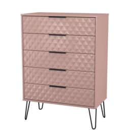 Anzio Matt Kobe Pink 5 Drawer Chest (H)1067mm (W)765mm (D)395mm - thumbnail 3