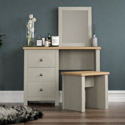 Lassic Vida Designs Arlington Grey 3 Drawer Bedroom Dressing Table Set - thumbnail 3