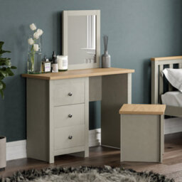 Lassic Vida Designs Arlington Grey 3 Drawer Bedroom Dressing Table Set - thumbnail 1