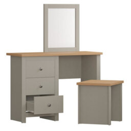 Lassic Vida Designs Arlington Grey 3 Drawer Bedroom Dressing Table Set - thumbnail 8