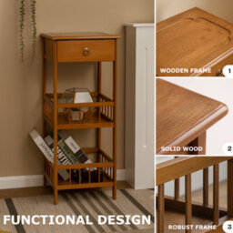 BMBO 3 Tier Wooden Tall Side Table With Drawer - thumbnail 5