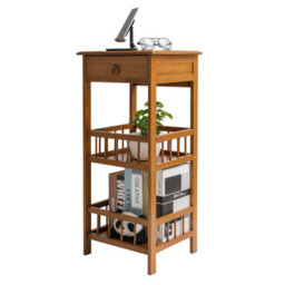 BMBO 3 Tier Wooden Tall Side Table With Drawer - thumbnail 9