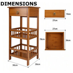 BMBO 3 Tier Wooden Tall Side Table With Drawer - thumbnail 8