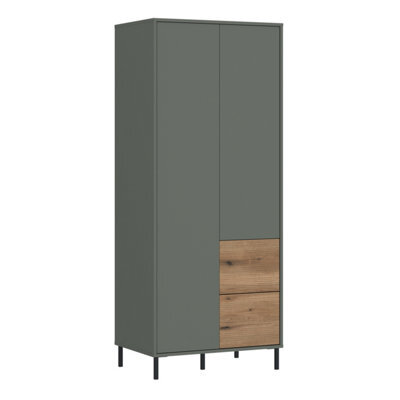 Furniture To Go Darwin Wardrobe 2 Door 2 Drawer In Green/oak - image 1