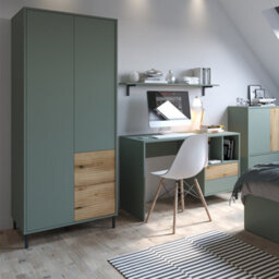 Furniture To Go Darwin Wardrobe 2 Door 2 Drawer In Green/oak - thumbnail 4