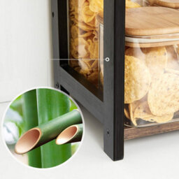 Dual-Level Organizer, Bamboo Frame Storage Solution For Multiple Rooms, Rustic Brown And Black - thumbnail 6