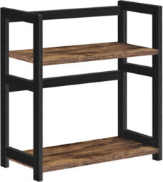 Dual-Level Organizer, Bamboo Frame Storage Solution For Multiple Rooms, Rustic Brown And Black - thumbnail 7