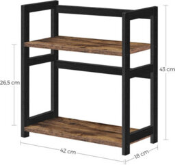 Dual-Level Organizer, Bamboo Frame Storage Solution For Multiple Rooms, Rustic Brown And Black - thumbnail 2
