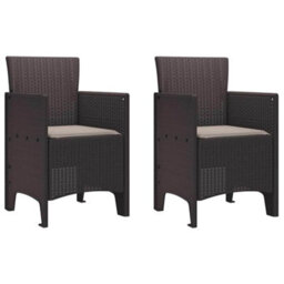 Berkfield Garden Dining Set 3 Pcs Brown Polt Rattan - thumbnail 5