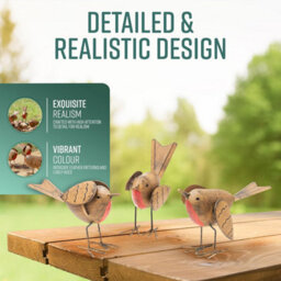 Globrite Set Of 3 Polyresin Robin Garden Ornaments - Weatherproof Outdoor Bird Statues - thumbnail 4