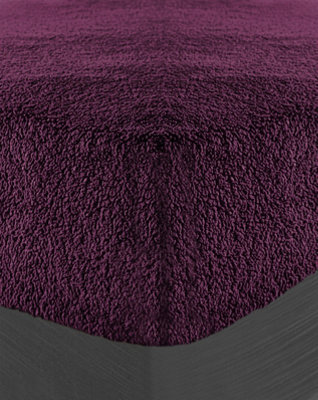 Teddy Fitted Sheet 30Cm Extra Deep Soft Cuddly Soft Touch Bedding Purple - image 1