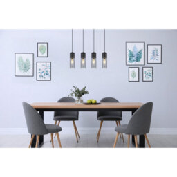 Luminosa Lighting Luminosa Annika Bar Pendant Ceiling Light Matt Black Smoke Glass Shade 4X E27 - thumbnail 5
