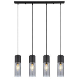Luminosa Lighting Luminosa Annika Bar Pendant Ceiling Light Matt Black Smoke Glass Shade 4X E27 - thumbnail 3