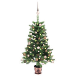 Berkfield Artificial Christmas Tree With Leds&ball Set 65 Cm Green - thumbnail 1