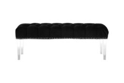 Orsina Contemporary Black Velvet Bench, Button Tufted Upholstered Bench With Clear Acrylic Legs, Hallway Seating