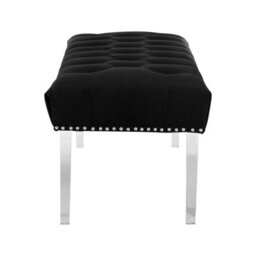 Orsina Contemporary Black Velvet Bench, Button Tufted Upholstered Bench With Clear Acrylic Legs, Hallway Seating - thumbnail 5