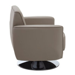 Orsina Mink Leather Effect Arm Chair, Leather Living Room Chair With Chrome Base, Upholstered Dining Chair - thumbnail 3