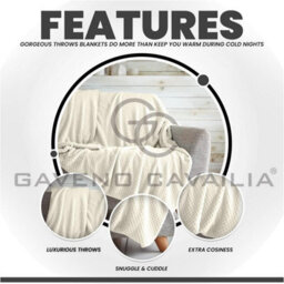 Gc Gaveno Cavailia Fluffy Pop Throw 150X200Cm Cream Lightweight Honeycomb Blanket For Bed Settee Throws For Sofas Couch Chair - thumbnail 2