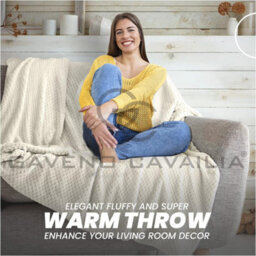 Gc Gaveno Cavailia Fluffy Pop Throw 150X200Cm Cream Lightweight Honeycomb Blanket For Bed Settee Throws For Sofas Couch Chair - thumbnail 6