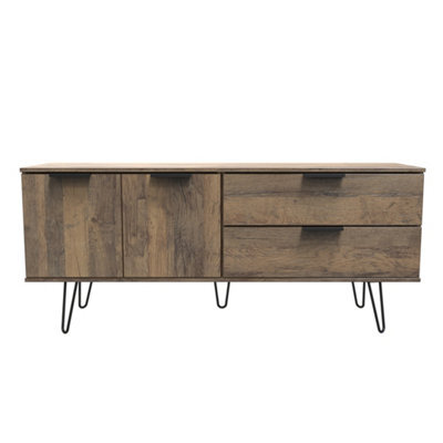 Fuji 2 Drawer 2 Door Wide Sideboard In Vintage Oak (Ready Assembled) - image 1